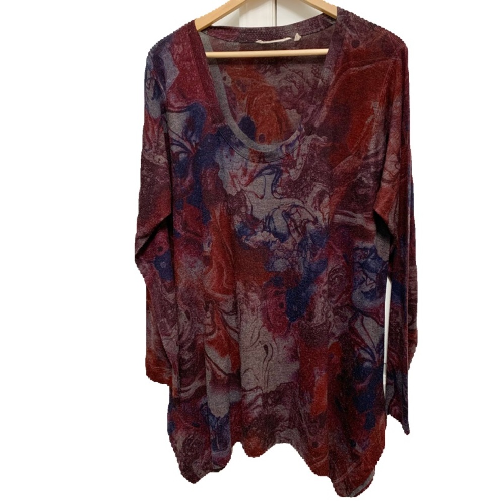 Soft Surroundings Tunic Top Shirt Sharkbiite Long Sleeve Abstract - XL